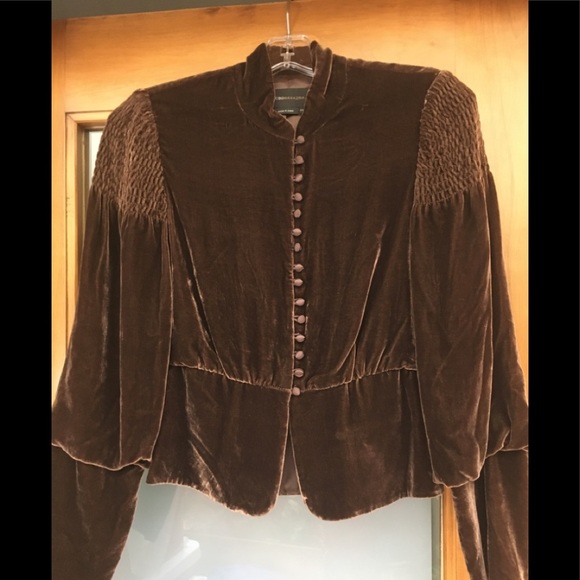 BCBG Tops - BCBG Brown Velvet Victorian Blazer Sz XXS =0